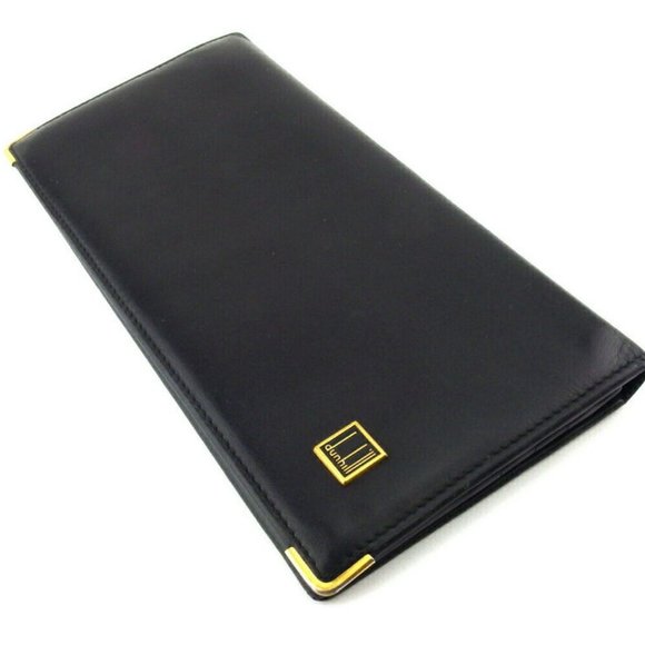 Dunhill Long Wallet Logo Plate Leather Auth USED L3591 - Picture 4 of 8